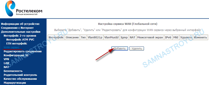 Добавляем соединение WAN Добавляем соединение WAN