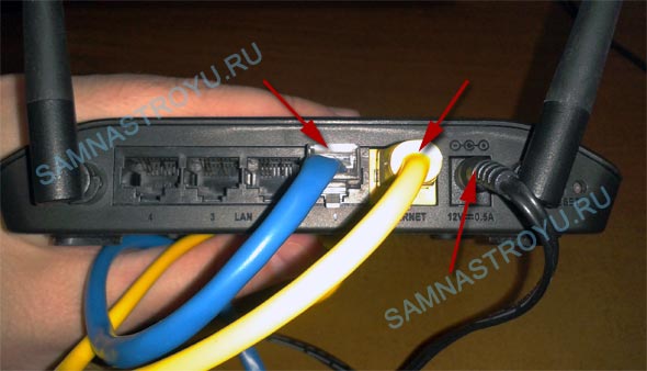 Подключаем кабеля к D-LINK DIR-615