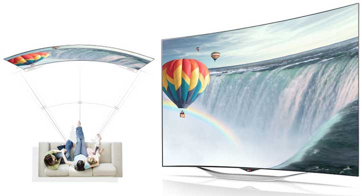Один из OLED телевизоров LG с изогнутым экраном